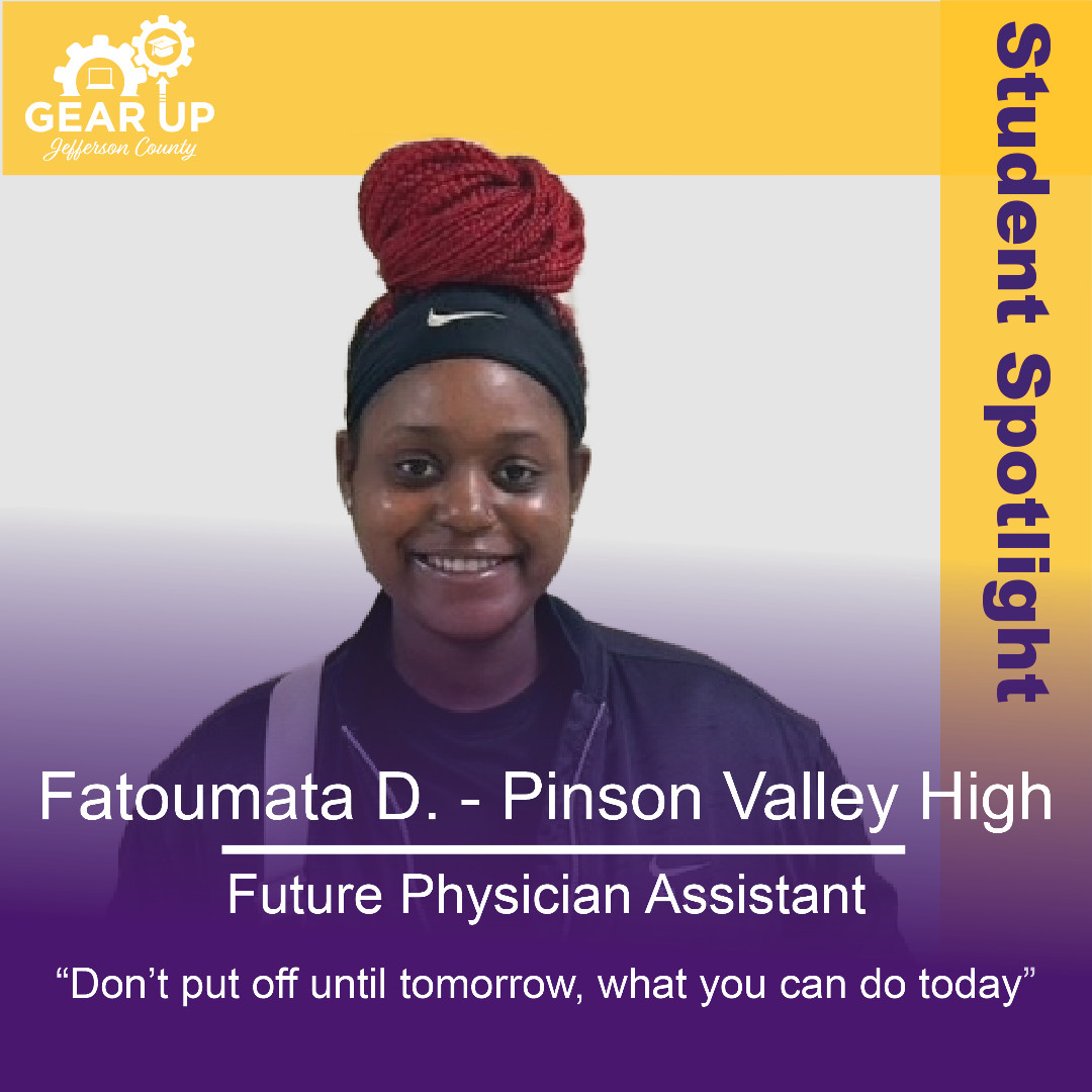GEARUPJC's tweet photo. This week’s #StudentSpotlights are Christopher J. from Minor High, Li'Kayla H. from Clay-Chalkville High, and Fatoumata D. from Pinson Valley High School . ✨#GEARUPJeffersonCounty #GEARUPWorks https://t.co/xc4D7PQhe0