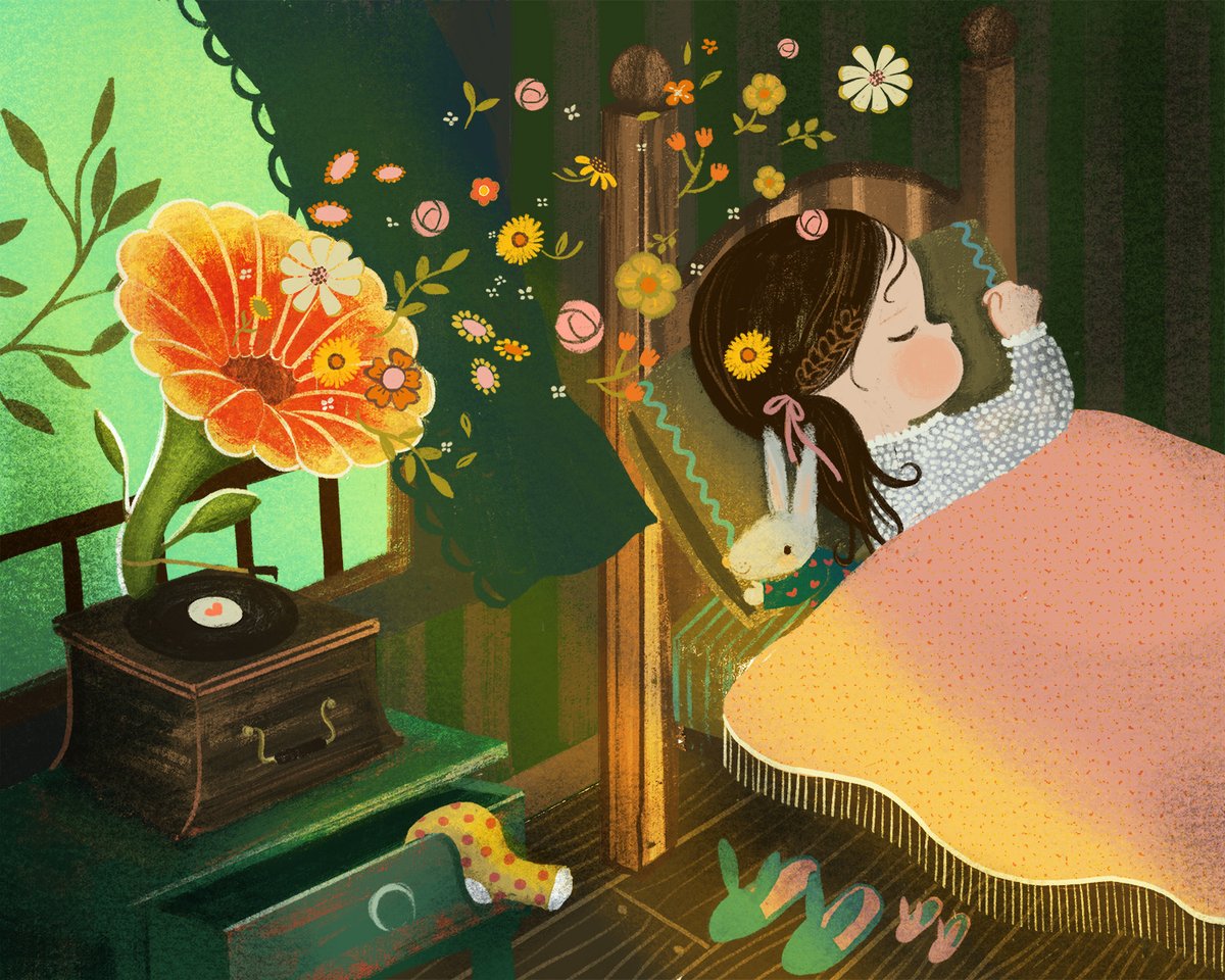 Wake up, wake up, it's not a dream anymore! 'Throw those curtains wide! '🎶✨ There she is... 🌻 🌸 🌺🪻 🌷 #SpringEquinox #springtime #kidlit #kidlitart #childrensbooks #elbow #onedaylikethis