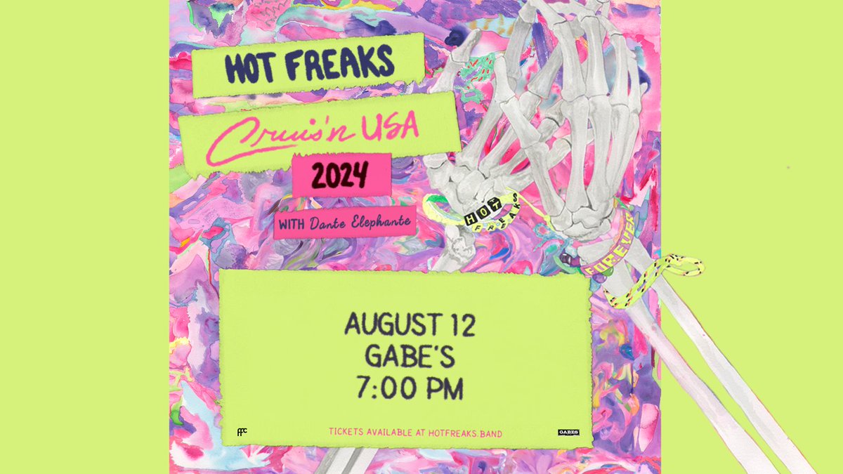 Just Announced! You don't want to miss this one! 🔥 @hotfreaksmusic and special guest Dante Elephante are stopping at @IowaCityGabes in Iowa City, IA on August 12th! Tickets on sale Friday, March 22nd at 10:00 AM // axs.com/events/536757/