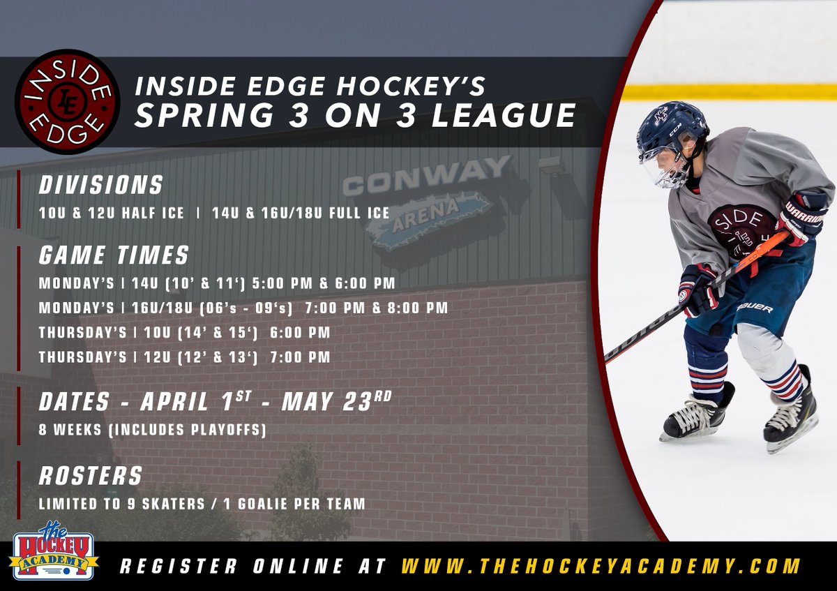 Our Spring 3 on 3 League Starts April 1st! Have you registered yet? thehockeyacademy.com/page/show/8386…