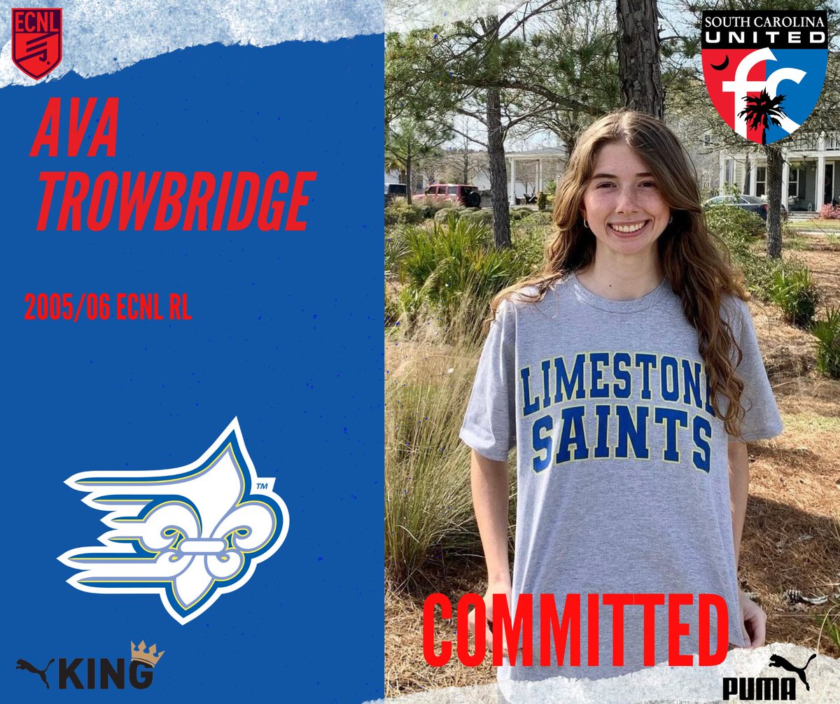 Congratulations to Ava Trowbridge, 2005/06 Girls ECNL RL, for committing to play at Limestone University! #SCUFC #wearthebadge