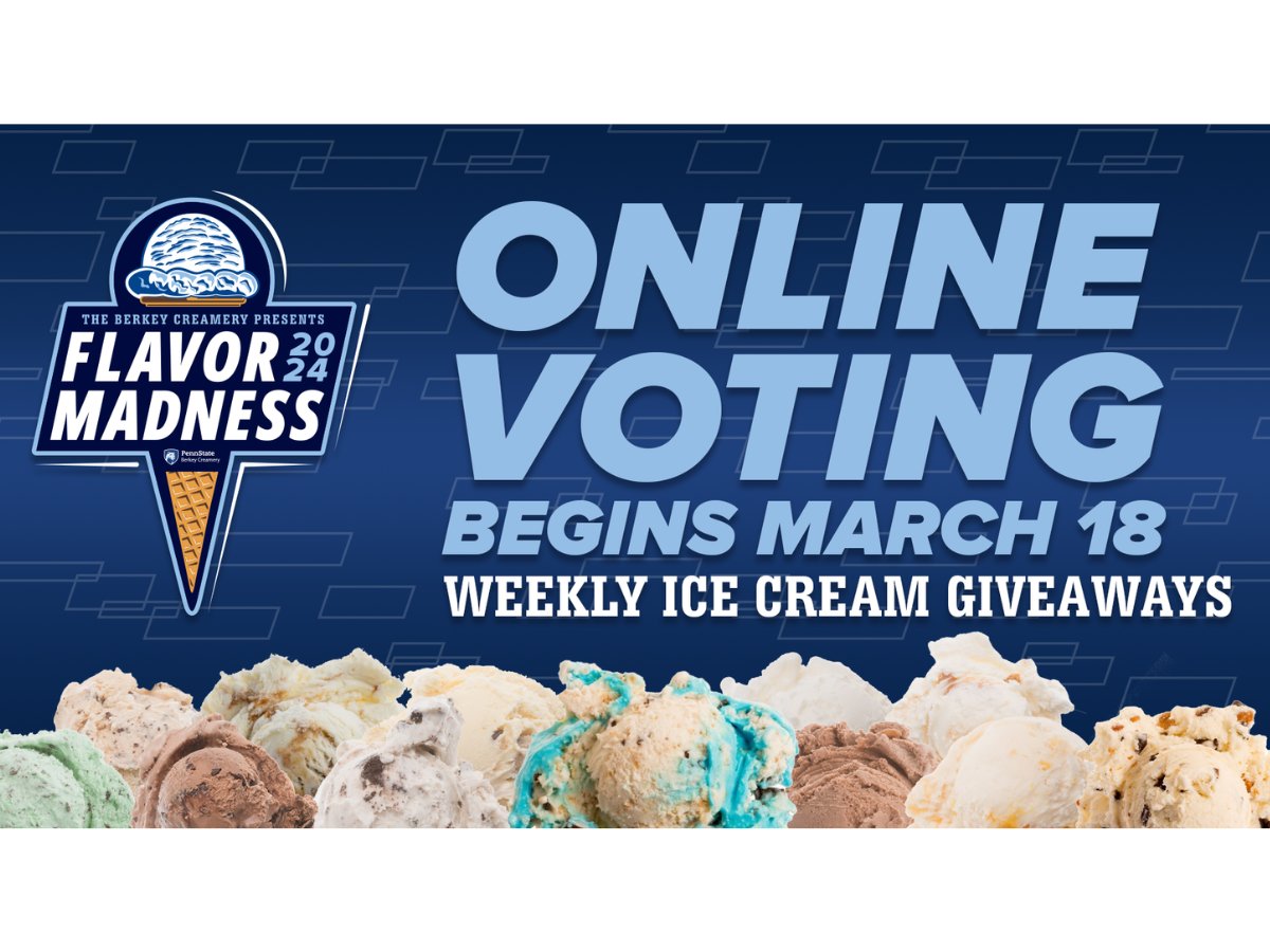 Which flavor are you voting for in this year's @psucreamery Flavor Madness? 🍨 Sixteen flavors will compete once again to become this year's champion in the online tournament! 🍦 creamery.psu.edu/flavor-madness