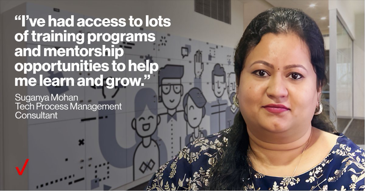 _GretaK's tweet photo. As one of our #VerizonWomenInTech, Suganya is thriving in her role as a Tech Process Management Consultant. Being a wheelchair user, Subanya shares that accessibility and culture were key factors in her decision to join Verizon. #NetworkLife. #VZIndia: https://t.co/HOxGHJ98fC https://t.co/hp3GU86Xpd