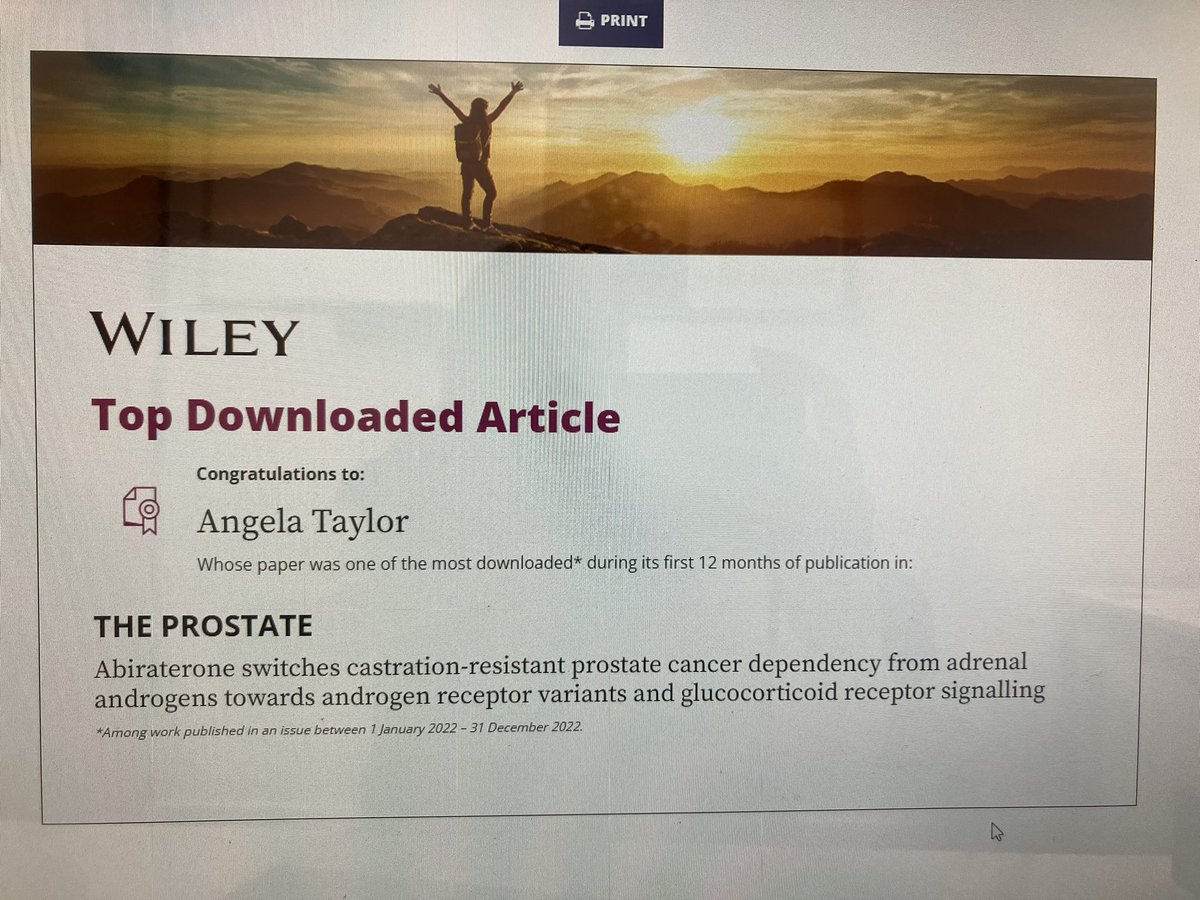 Great to see our work looking at abiraterone and prostate cancer is one of the most read articles/downloads in The Prostate #topdownloadedarticle @HansHofland1 @IMSR_UoB This work was completed with our amazing collaborators in the Netherlands @erasmusMC #teamscience #massspec