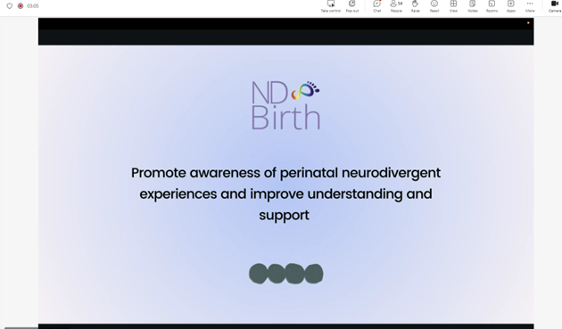 Next up is Victoria White, from Neurodivergent Birth coming to talk about how neurodivergence can impact on the perinatal experience and what we can do as healthcare professionals to support service users #NeurodivergenceinPregnancyLLE #ImprovingCare