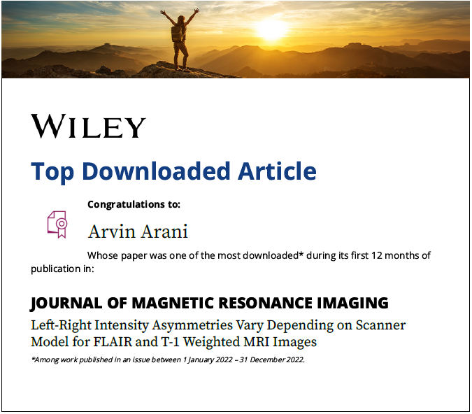 Good news! My article received enough downloads to be a #TopDownloadedArticle in its journal. Feel grateful to be a part of such a great team here at Mayo Clinic.