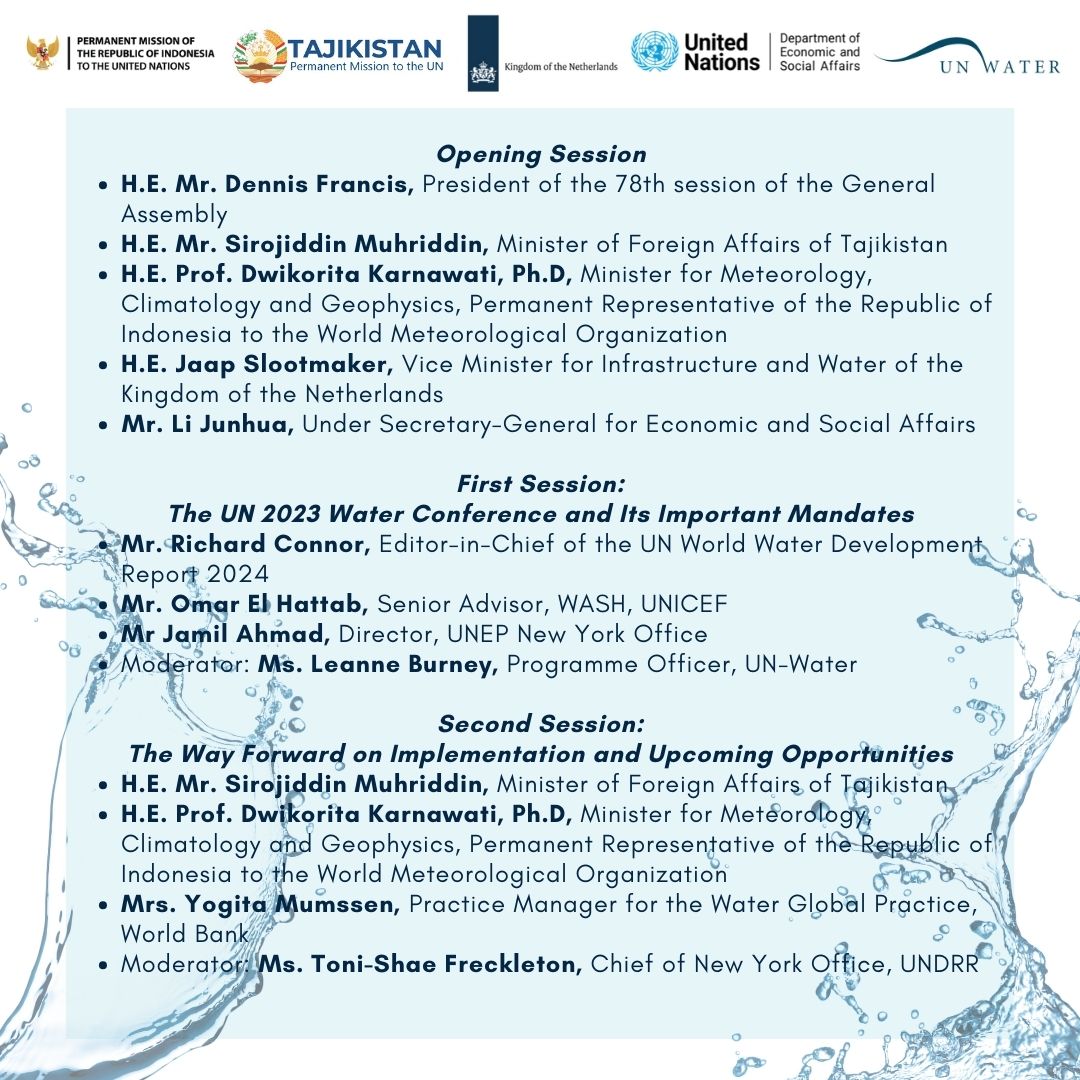 High-Level Event 'Celebrating World Water Day 2024: Converging Efforts, Keeping the Momentum of Progress” 🗓️Friday, 22 March 2024 🕙10.00 – 13.00 📍Trusteeship Council, UNHQ in New York 🔗tinyurl.com/WorldWaterDay2… 🔗tinyurl.com/HLEWater2024