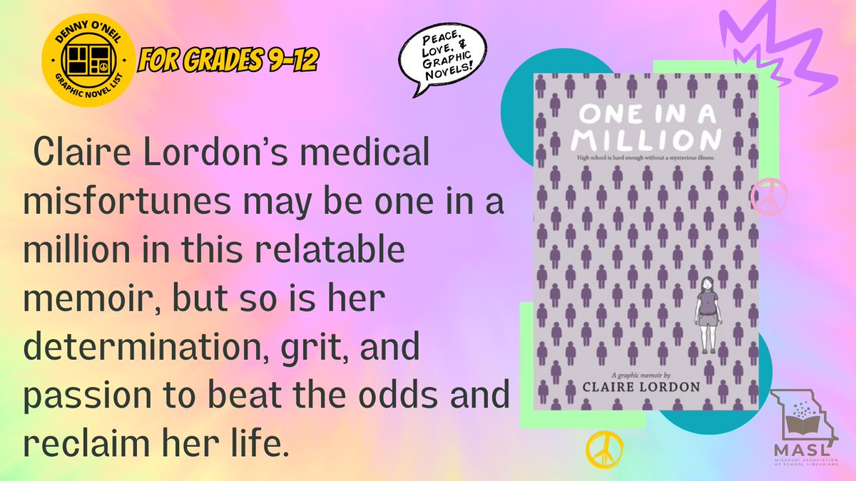 Check out One in a Million - one of the books on the Inaugural Denny O'Neil Graphic Novel List - grades 9-12
<a href="/MASLOnline/">MO School Librarians</a>
#maslsc
<a href="/ClaireLordon/">Claire Lordon - “One in a Million” out now!</a> <a href="/Candlewick/">Candlewick Press</a>