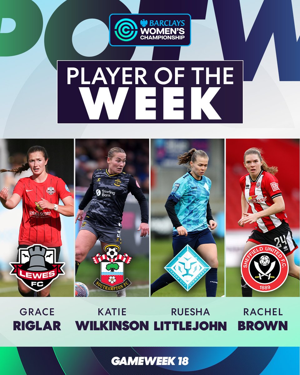 It's time to vote for your #BarclaysWC Player of the Week! 🌟 @GraceRigl 🌟 @katiewilko10 🌟 @RueshaLJ 🌟 @RachelB240