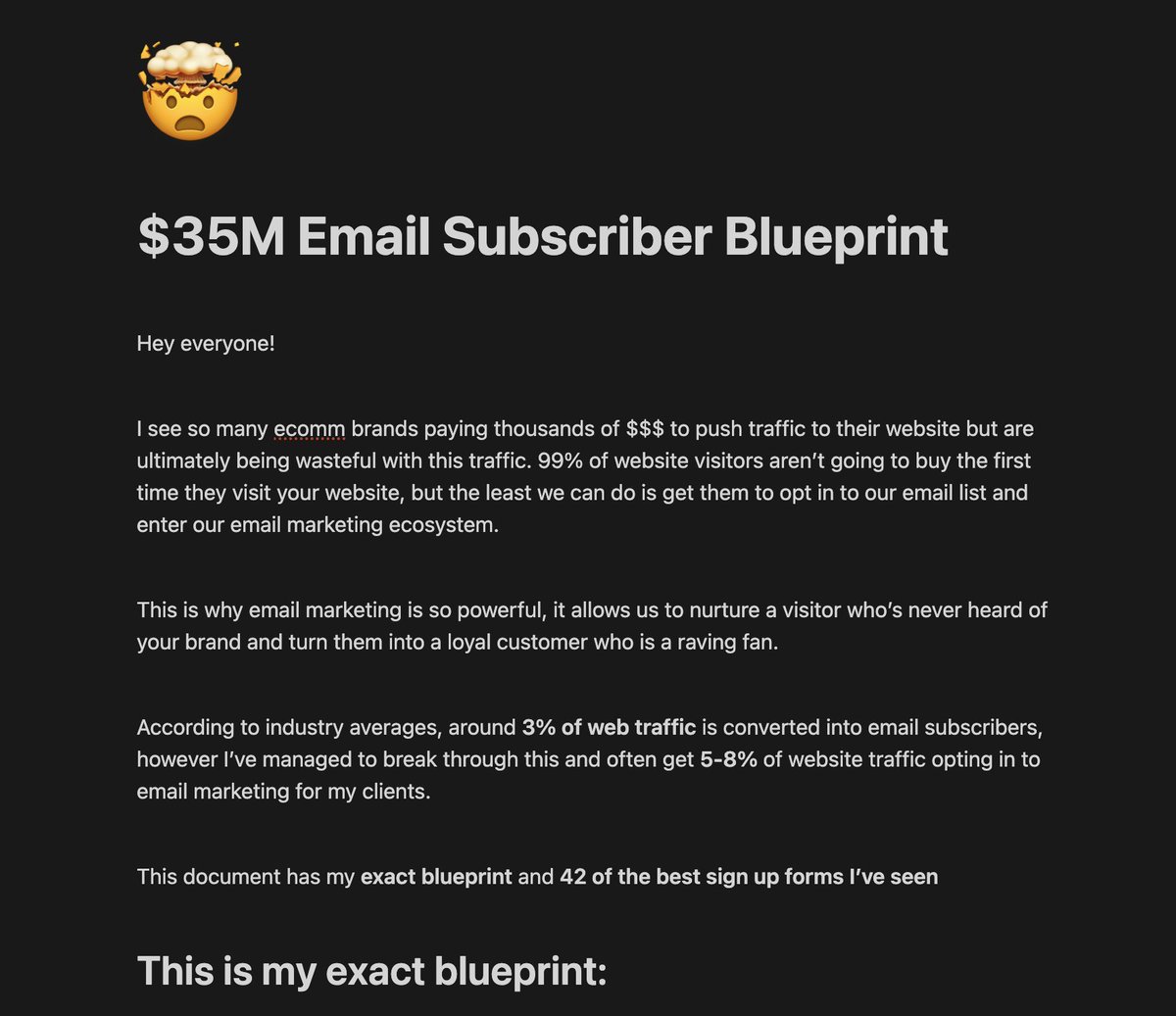 email_tarun's tweet photo. My clients have generated over $35M in sales from email marketing alone.

Want a detailed blueprint of how we grow email subscribers for our clients?

Includes:
- 8-step blueprint
- 40+ signup form templates

👉RT + Comment "YES" and I'll DM it over

(Must be following) https://t.co/j3LiWpoiL2
