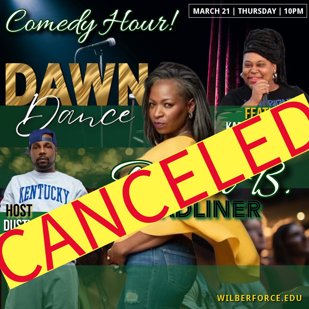 Due to scheduling conflicts for the Comedy Show, we will be canceling the event for this Thursday, March 21st. Click for DD2024 INFO and PRESALE TICKETS: loom.ly/bQaoRsY #retoolyourschoolvoteWU #wu1856 #DAWNDANCE