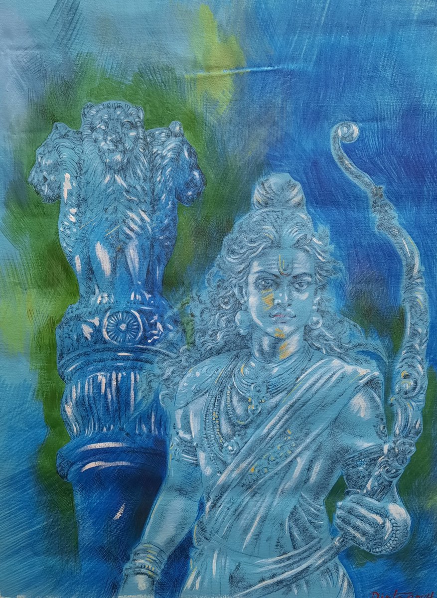 One of my paintings from the 'Lord Rama' series #art #ShriRam #exhibition #paintings #ICAI #JusticeForSidharth #ChennaiSuperKings #yrkkh #cryptocrash #BengaluruNorth #stockmarketcrash #ViratKohli𓃵 #diptonarayanchattopadhyay #indianart #indianartist