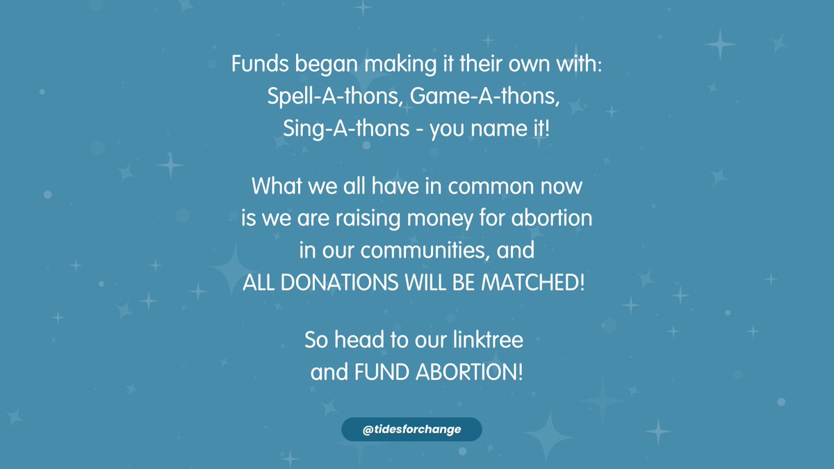 We get asked- 'What is Fundathon anyways?!' So here's a brief history! Stay tuned for news on what kind of 'A-Thon' Tides will have- what we know is we are looking to raise 50k by 5/31! #fundabortion #abortion #Fthon24