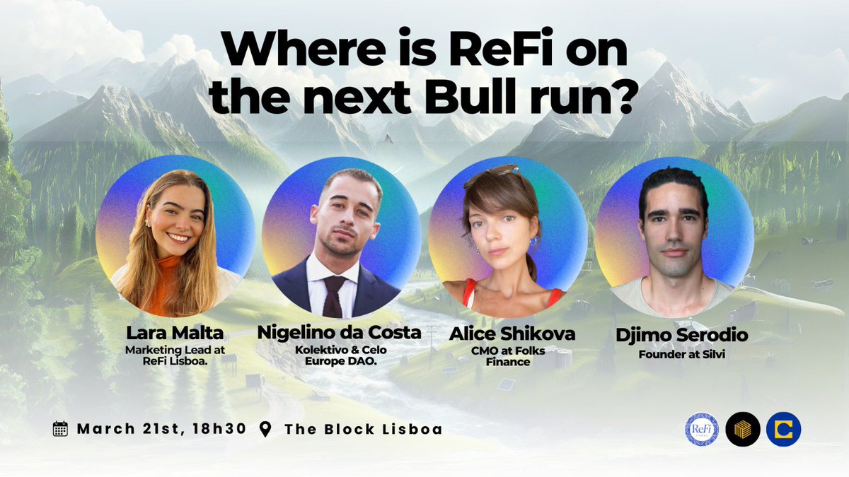 As the financial landscape shifts, where does ReFi stand? We´re gonna talk about that on Thursday 21st, at 18h30, The Block Lisboa. ⚡ Join us and our amazing panel 👉 Limited spots. Register here: meetup.com/theblock/event… #web3 #bullrun #regenerative