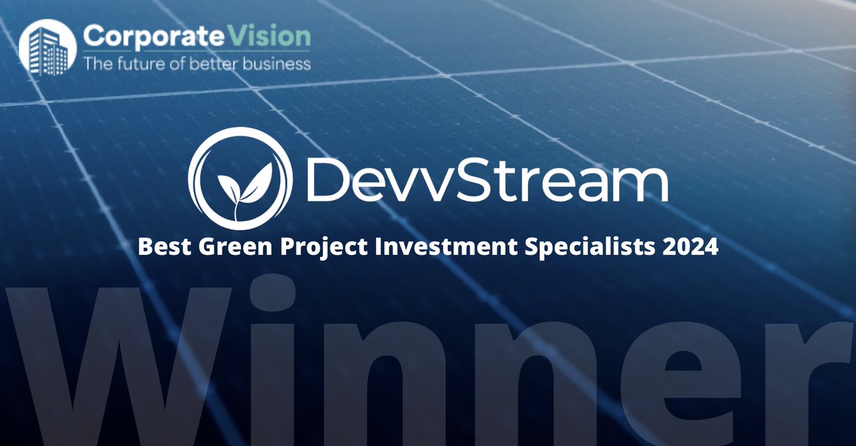 Best Green Project Investment Specialists 2024 🏆🌱

DevvStream is honoured to receive this Canadian Business Award, a testament to our unwavering commitment to sustainable practices and innovative green investments. 

bit.ly/3Vo0TFV

$DESG #CarbonCredits #GreenProject