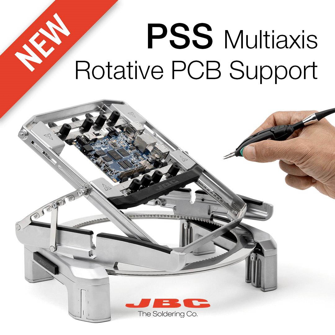 JBCTools's tweet image. Wouldn’t it be a great idea to have a PCB support that provides stability and allows you to reach different angles while reworking?
 
Good news! We have a new solution - Our PSS #Multiaxis #Rotative #PCB #Support. 

jbctools.com/pss-multiaxis-… 
 
#JBCtools #preheater #production