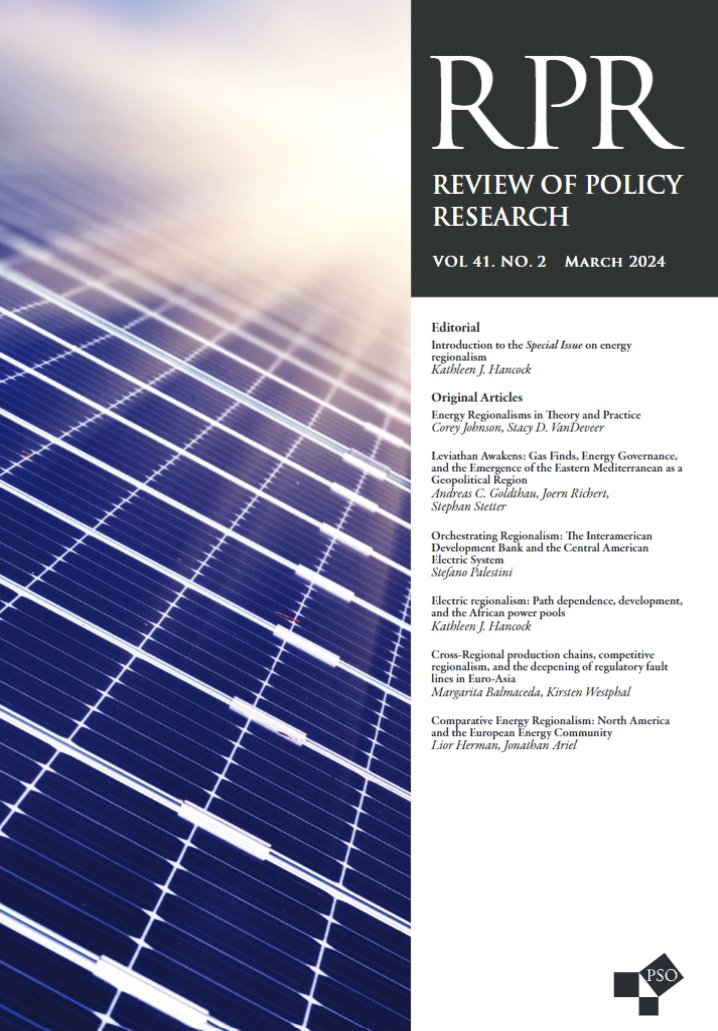 The RPR special issue on energy regionalism is out now! Thanks to guest editor K. J. Hancock and all the authors including @goldthau, @JrnRtt, @BalmacedaEnergy, @kirstenwestpha1, @liorherman and others! @WileyPolitics @PolicyStudies @STEP_APSA onlinelibrary.wiley.com/toc/15411338/2…