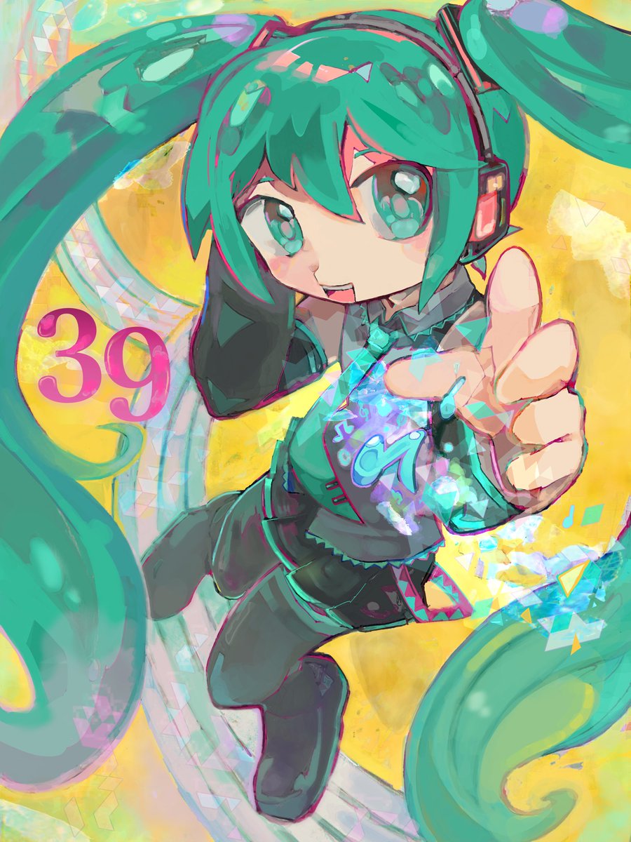 初音ミク 「ミクの日遅刻2点セット 久々に描けて楽しかった もっと可愛く描けたいな 」|やすらかEXのイラスト