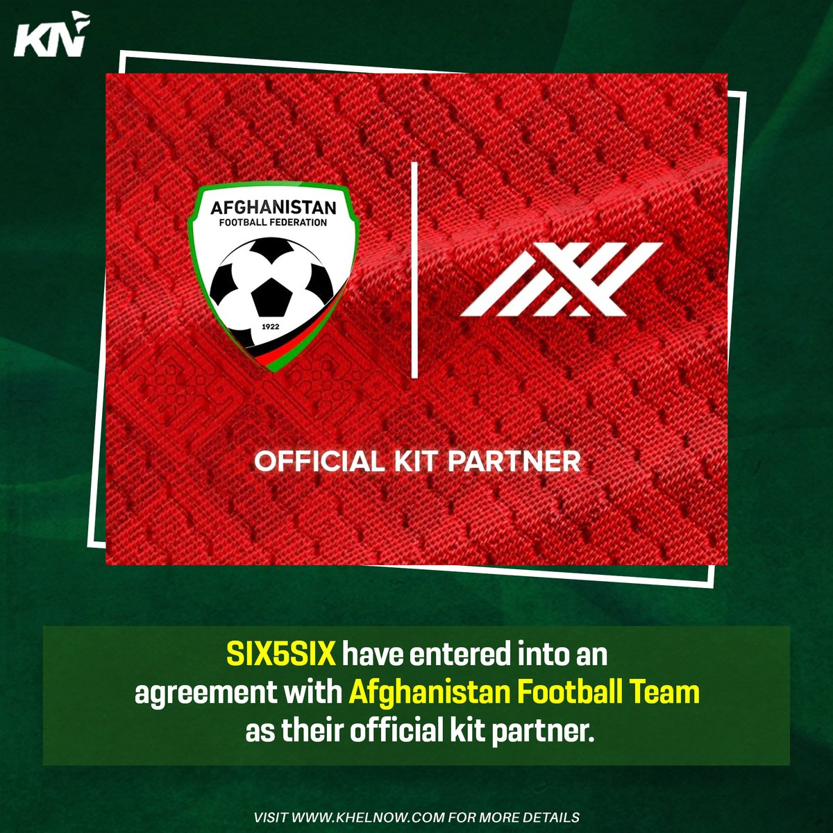 KhelNow's tweet photo. Former Indian team kit sponsor Six5Six is now the official kit partner of The Lions of Khorasan (Afghanistan football team)

#Afghanistan #WorldCupQualifiers #KitPartner #football https://t.co/eQoUWP8Cjf