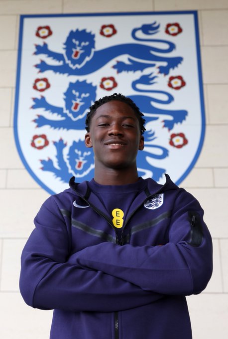 Kobbie Mainoo poses for a photo at St. George's Park.