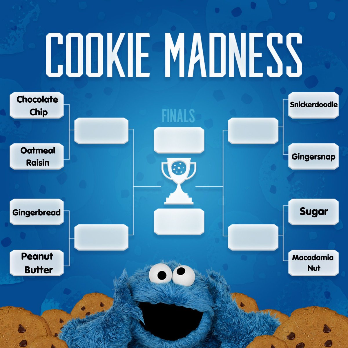 Me want you to vote for favorite cookies in me #CookieMadness Tournament. Make sure you favorite cookie make it to next round! 🍪🏆🍪