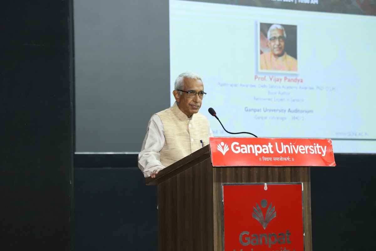 dr_saurabhdave's tweet image. Ganpat University - GUNI, India has organised Bharatiya Gyan Samvad Distinguished Lecture on “ભારતીય જ્ઞાન પરંપરામાં ઉપનિષદોનો મહિમા” where is today, the series was bestowed by Prof. Vijay Pandya (Rashtrapati Awardee, Delhi Sahitya Awardee, Ph.D., D. Litt; Book Author)
#BKS