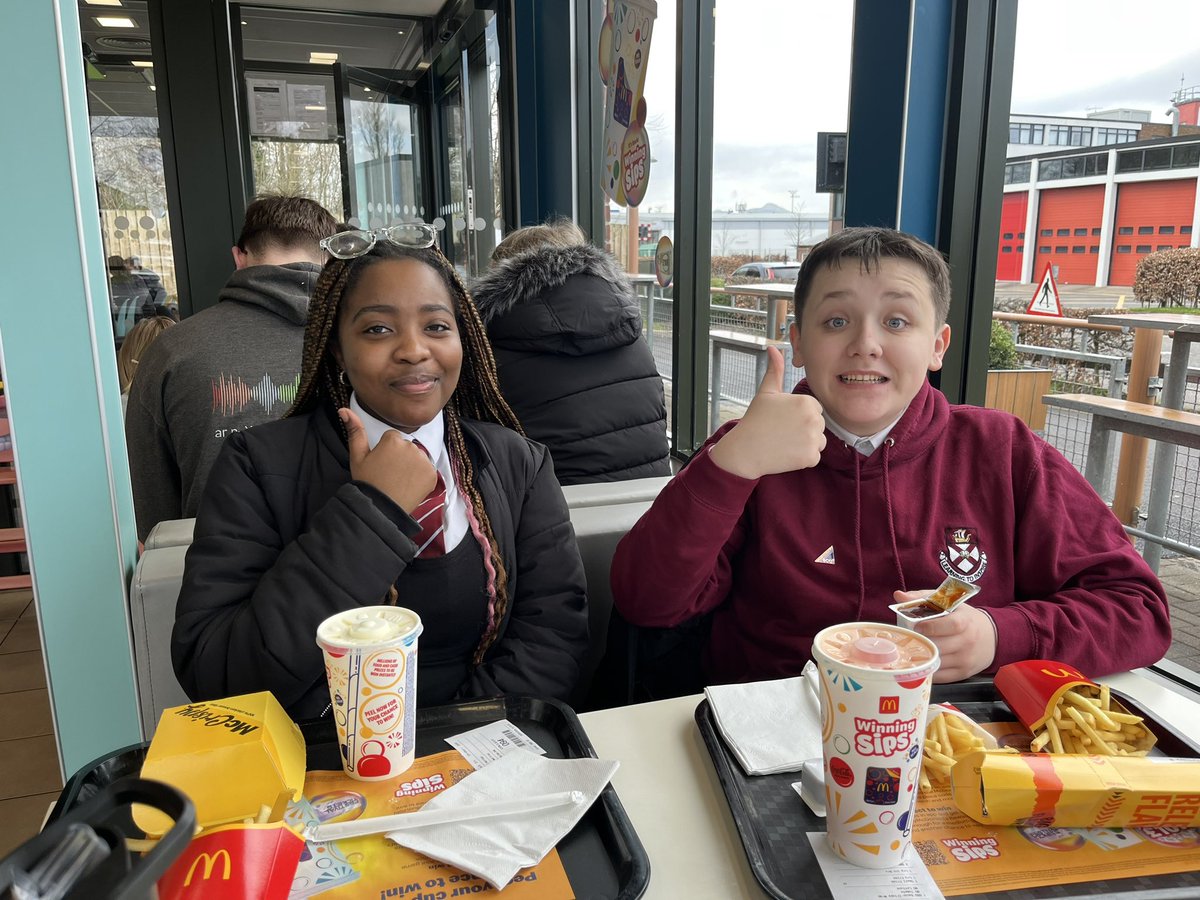 Great afternoon at the Young Pathfinders final at FVC (&amp; McD’s 🤣). 

This was our S3’s opportunity to demonstrate their knowledge, understanding, creativity and problem solving of sustainability issues.

Well done to Callum, Scott, Nathi and Faith!

<a href="/StirEnterprise/">The Enterprise Programme</a> <a href="/AlloaAcademy/">Alloa Academy</a>