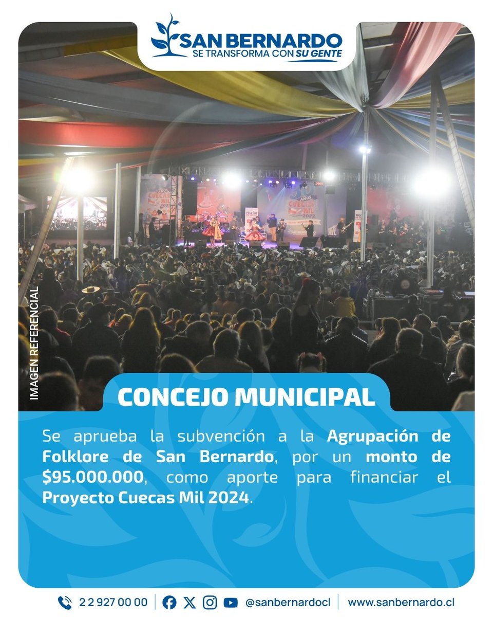 [Concejo Municipal] Se aprueba la subvención a la Agrupación de Folklore de San Bernardo, por un monto de $95.000.000, como aporte para financiar el Proyecto Cuecas Mil 2024.