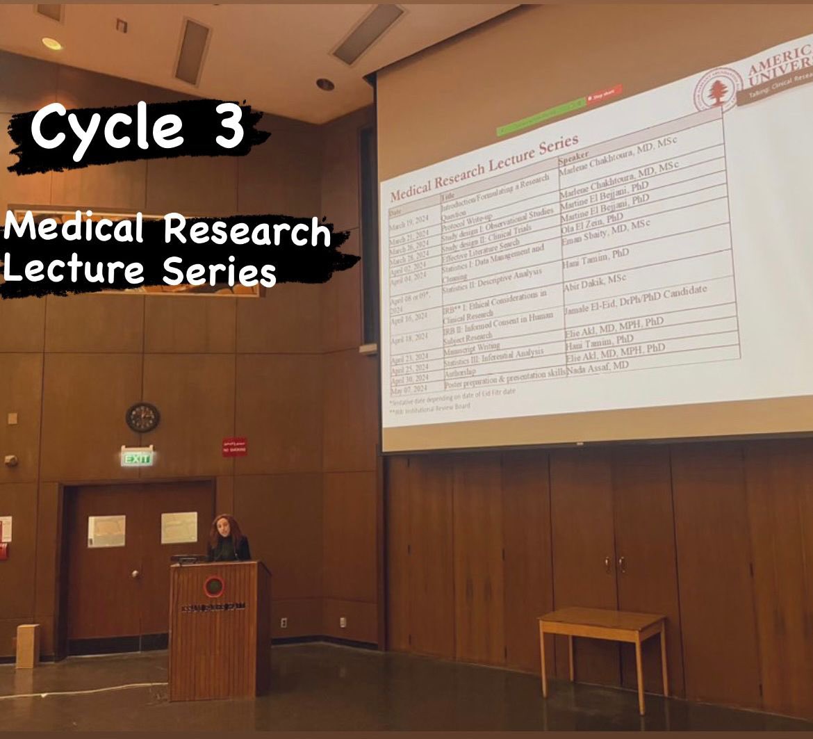 A very successful start of our “Medical Research Lecture Series” cycle 3 with Dr. @Marlene__ch presenting on “Formulating a research question” @AUB_Lebanon @AUBMC_Official @martinebejjani @HakimLara @Elie__Akl