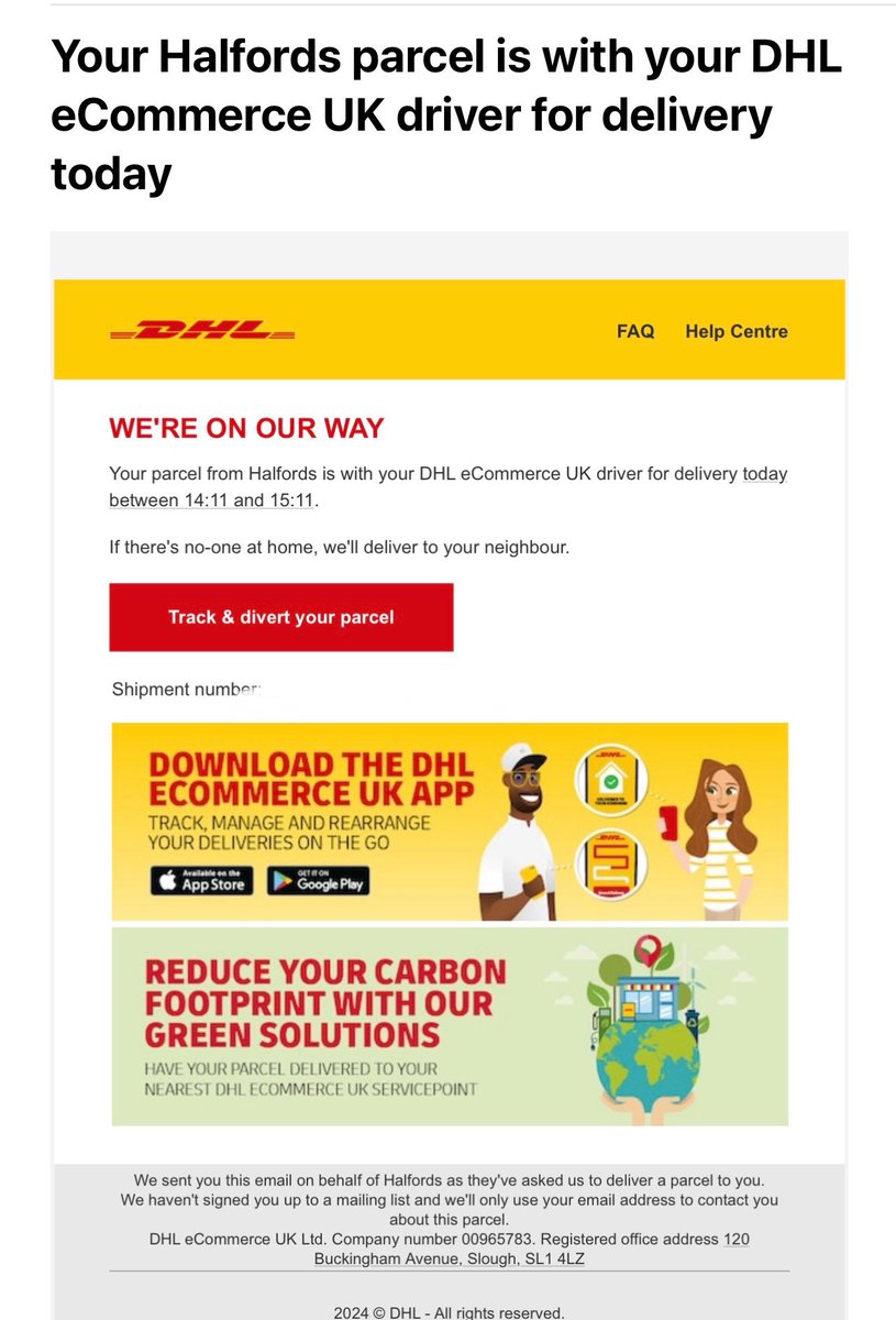 SarahOCognor's tweet photo. @dhlexpressuk joke of service. Got a message you will deliver between 14:11 and 15:11, yet you show up earlier &amp; refused to let the parcel behind the gate! I got all recorded via ring camera how your rude courier was. Want to raise a formal complaint ASAP https://t.co/HLw4iZfHtN