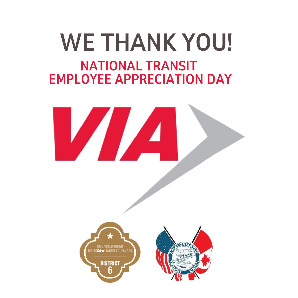 We thank VIA Transit Drivers and frontline employees dedicated to ensure our San Antonio residents have the best transportation services available. Transportation is a critical element of our future growth. #MelisSAinSA #AccelerateSA #SATX #TransitEmployeeAppreciationDay