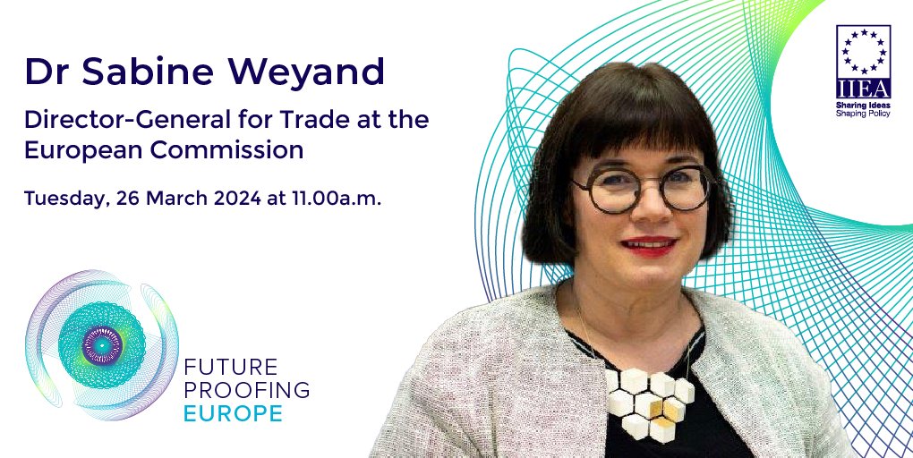 Next Tuesday 26th March at 11am, Dr @WeyandSabine, Director-General @Trade_EU @EU_Commission will give an online address to @IIEA on how geo-political and geo-economic challenges are affecting international trade, and their implications for the EU’s trade policy. You can register