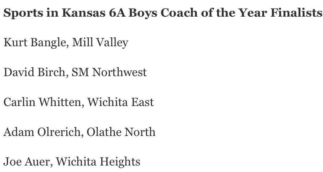 Congrats to @WHtsHoops Coach Auer and former Heights assistant coaches @CoachChad5 , @_Coach_Rich_ , @c_whitten. @sportsinkansas finalists for Kansas High School Basketball Class 6A and Class 5A Coach of the Year. #falconsforever