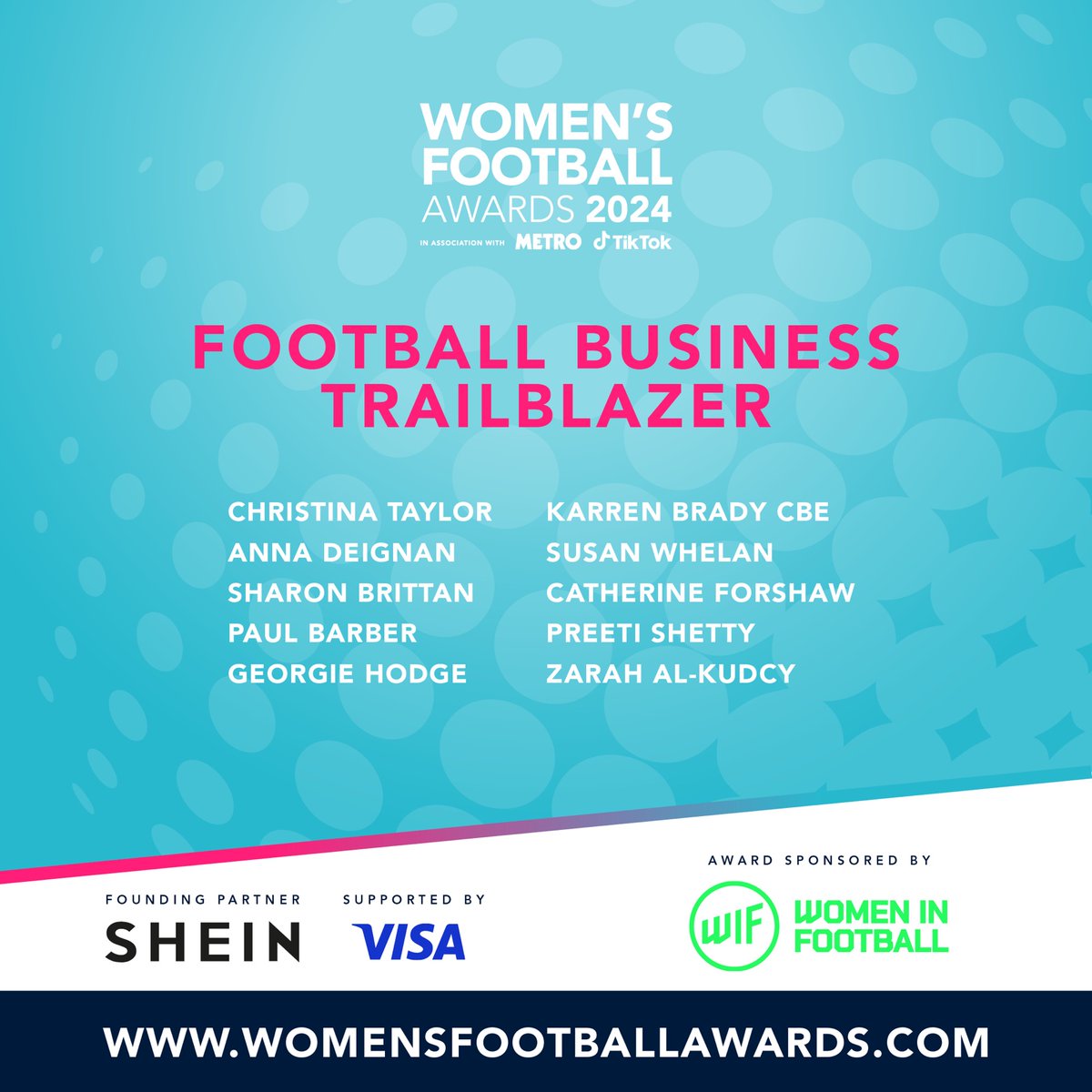 The nominees for the <a href="/WomeninFootball/">Women in Football</a> Business Trailblazer Award⚽️👏 #WFA24