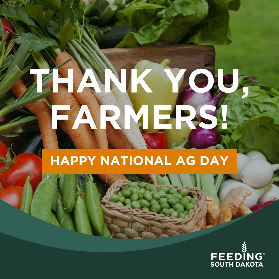 Today is National Ag Day! #ThankYouFarmers! Farmers and other food producers are essential partners in the movement to end hunger. We need a strong #FarmBill for farmers and people facing hunger! #FarmersFeedingAmericaAct #AgDay24