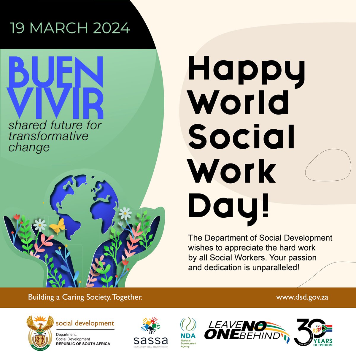 Today is World Social Work Day.

South Africa recognises and appreciates the significant role social workers play in communities across the country.

#socialworkday
#SaferCommunities
#30YearsOfFreedom
#LeaveNoOneBehind