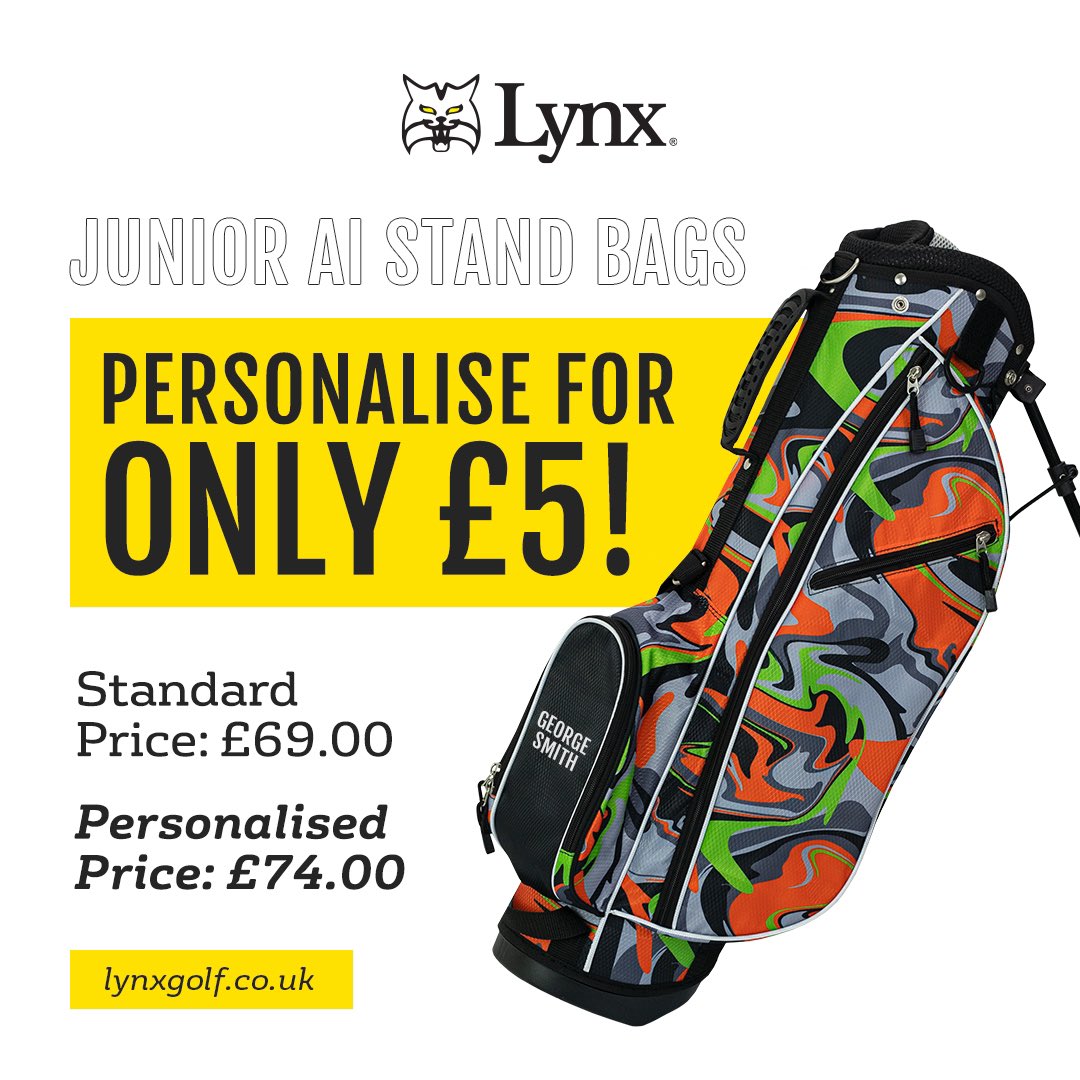 Did you know our personalised products are only £5 more than the standard price??🤩 Add your name, icons, and text to our Bags, DLC Wedges, Caps and Towels at lynxgolf.co.uk🏌️⛳️ #LynxGolf
