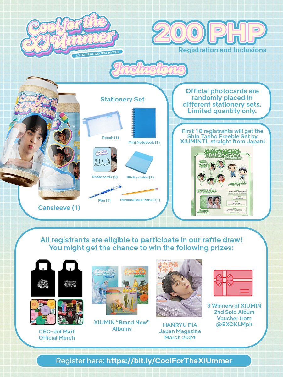 XIUCON_'s tweet photo. Cool for the XIUmmer
— A XIUMIN Birthday Celebration

Let's cool down while enjoying the sun as we celebrate XIUMIN's birthday!❄️☀️ 

📍WouldULike, SM Masinag
🗓 March 23, 2024, 3:00-6:00PM

Register here: https://t.co/xn7wG5dfhE

See photos for more details.

#CoolForTheXIUmmer https://t.co/foLvcNwz2I