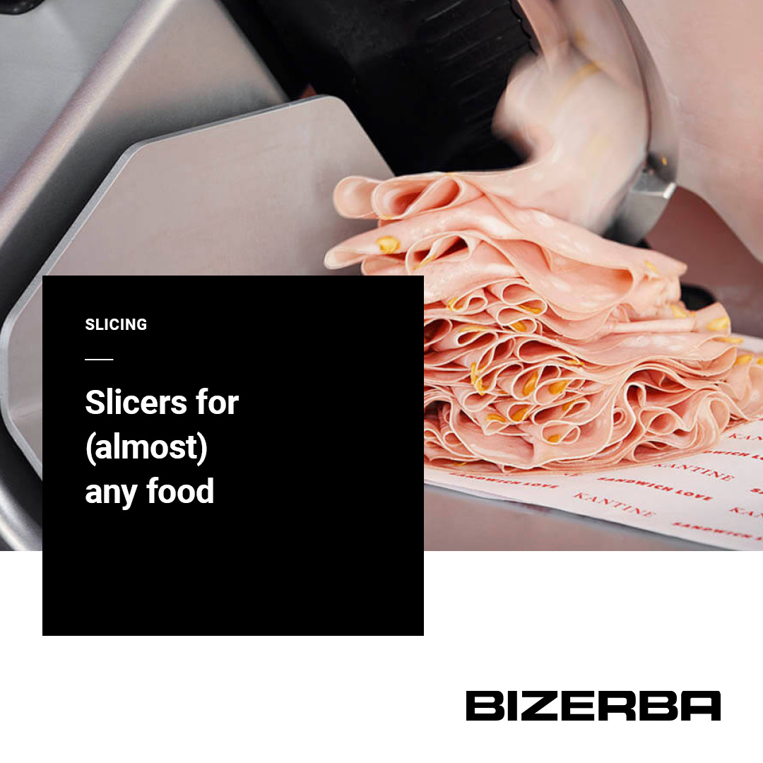 Butcher's shops, cheese counters, hotels, restaurants, communal catering in canteens or hospitals - the perfect slicing machine makes slicing more precise, faster, more hygienic, safer and more energy-efficient.

ow.ly/KK2350QpsKX

#Bizerba #Slicing #FoodProcessing