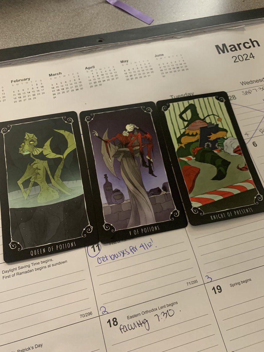 Fun from the book fair lives on! One of my 6th grade students did a tarot card reading for me!