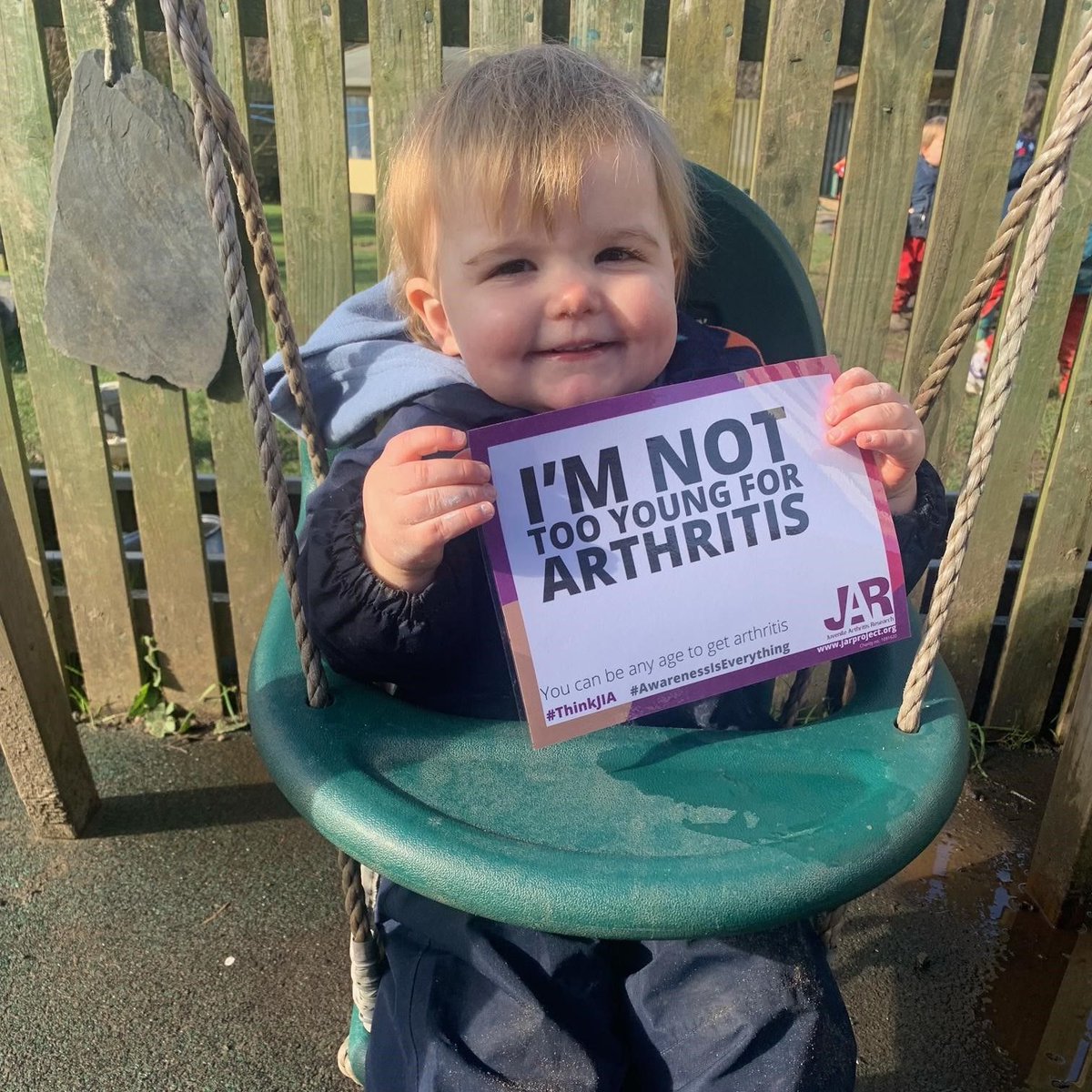 One of the many misconceptions that those with #JIA face is the incorrect assumption that #arthritis only affects the elderly. 
Bonnie is just 17 months old and has arthritis. 
Thank you for raising awareness Bonnie. Please share to raise awareness that #ChildrenGetArthritisToo
