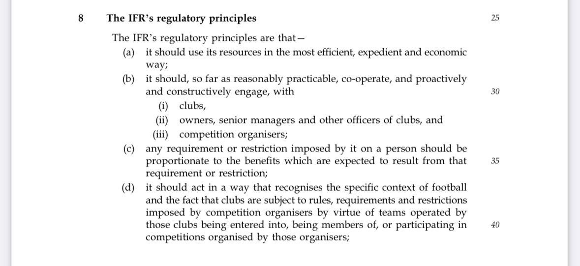 Just reading through the Football Governance Bill. 

Section 8(d) gives statutory recognition to the specificity of football, lest there be any further dispute about it or sport generally. 

#football #footballregulator