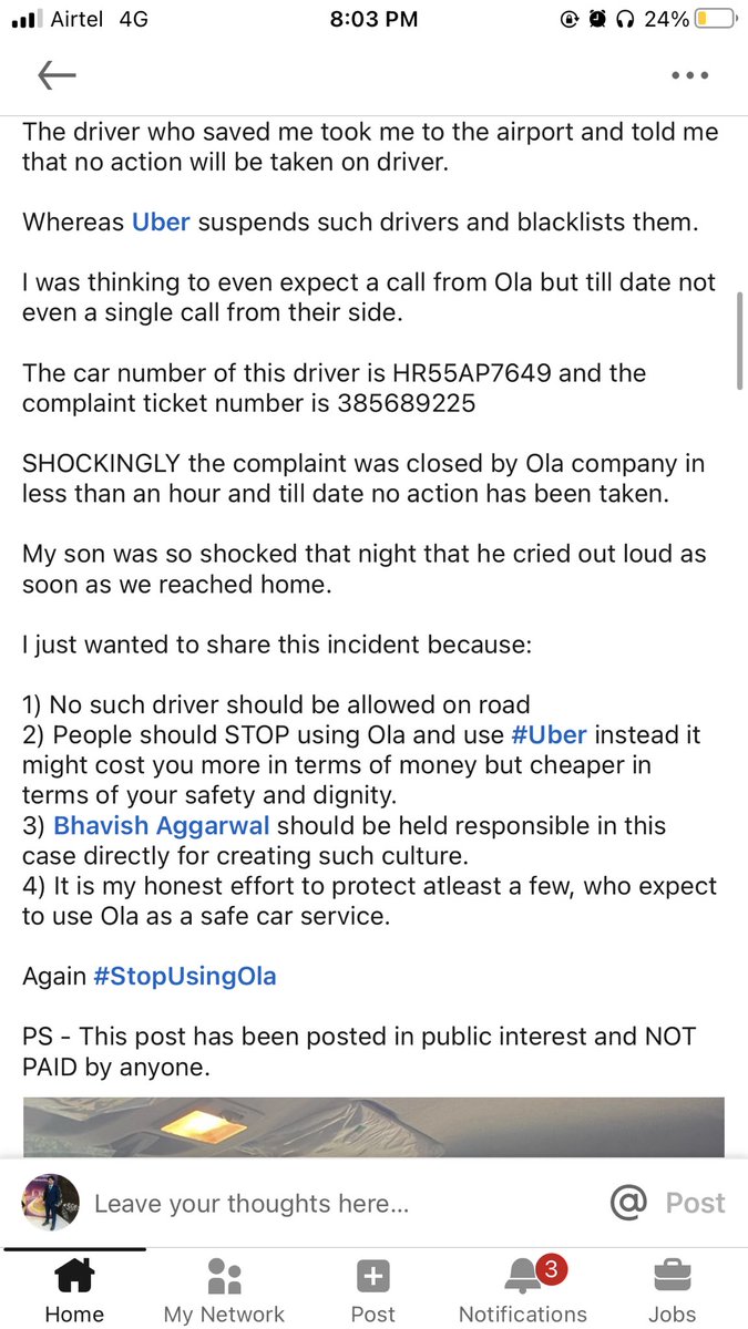 anmolpanwar_'s tweet photo. There is a guy called Kiran Verma, who is waling 21,000km for a future where nobody will die waiting for blood.
He got slapped infront of his son by @Olacabs  driver. How can a mere cab rental company onboard such goons as their drivers? @bhash @ZeeNews @aajtak 
#saynotoOla (1/2) https://t.co/kG7eawnVom