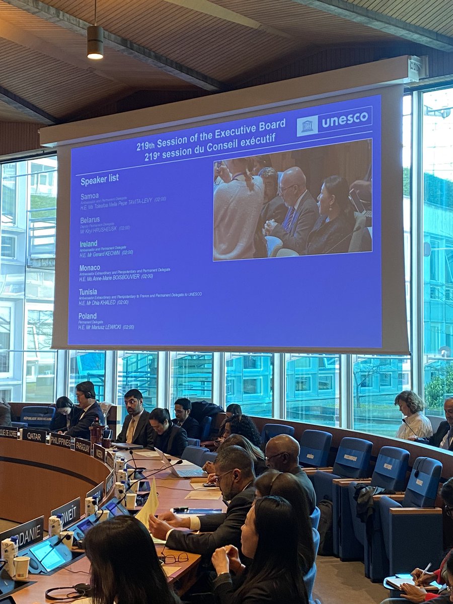 Today, 🇮🇪 delivered its national statement during the 219th session of the @UNESCO Executive Board 🇺🇳 It focused on: ☑️ Africa ☑️ Gender Equality ☑️ SIDS ☑️ the Ethics of AI ☑️ UNESCO’s contribution to the Summit of the Future ☑️ Support of UNESCO’s work in Ukraine & Gaza