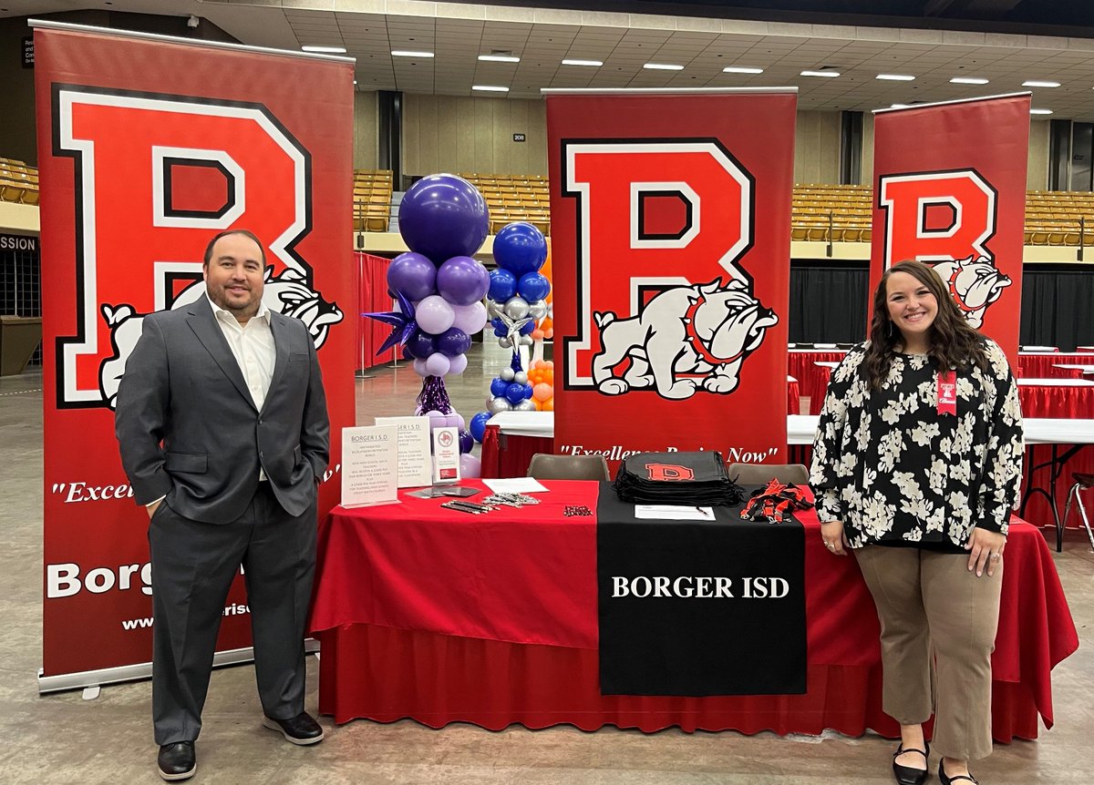 Future educators attending the Texas Tech Teacher Job Fair today, stop by the Borger ISD Booth and learn how you can become part of the #BorgerISDFamily and get some awesome swag! #TeacherJobFair #TexasTech #FutureEducator #BorgerISD 🍎✨