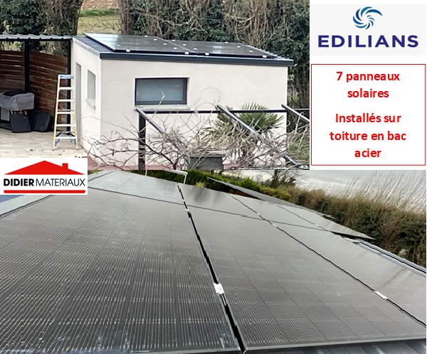 📷Belle réalisation client    ⚠️sur commande
Notre client a choisi notre #fournisseur @EDILIANS 
pour l'installation de ses #panneaux #solaires.
Rendement : 7 panneaux solaires pour 3 KW
Réalisation simple grâce aux entreprises RGE.

#économie énergie  <a href="/daru/">daru</a> charpente