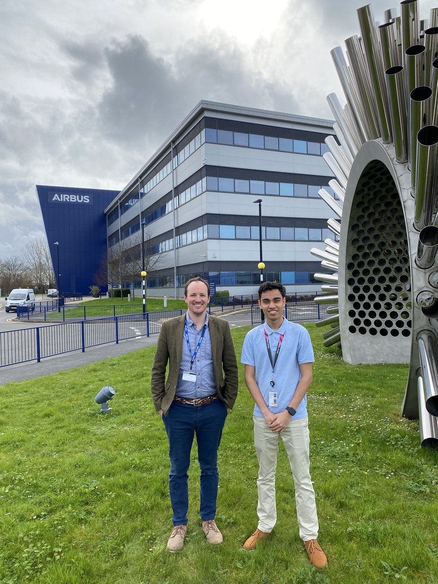 Lovely to be here at @AirbusintheUK #Filton to give a talk on our work on computational aerodynamic optimisation and visiting one of our @SUSciEng #aerospace students on placement. Great to see the amazing work going on. ✈️ 🛩️