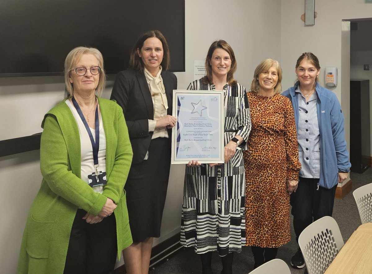 Congrats to 'Well Baby Breastfeeding Clinic' Shantalla Health Centre Galway - commended in 2023 Health Service Excellence Awards for their project, the development of the 1st combined community &amp; acute care breastfeeding clinic in Galway. 1/2
#collaboration @saoltagroup
