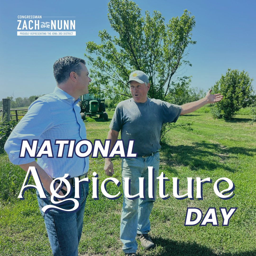 Happy #NationalAgricultureDay! 🚜 The hands, hearts, and hard work of Iowa’s producers feed and fuel our world. I’m proud to be fighting for them on the Agriculture Committee!