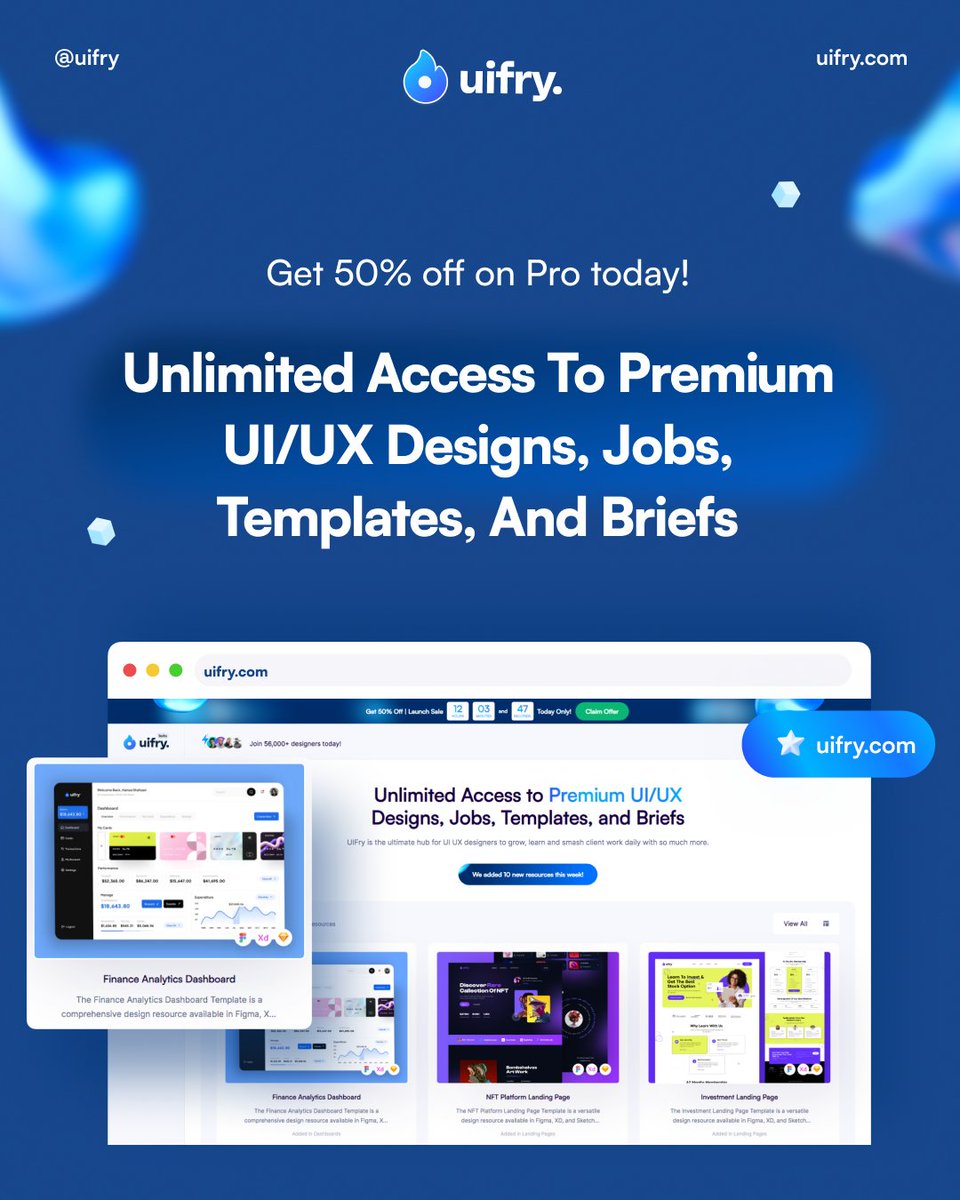 WEEKLY NEW RESOURCES - MARCH 3RD WEEK UPDATES!  
Get unlimited UI UX resources today at uifry.com 

#uifry #design #templates #ui #resources #uidesign #uidesigner